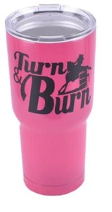 Stainless steel PINK TUMBLER 30 oz. w/ 'TURN N BURN' Barrel Racer decal Cowgirl - Picture 1 of 2