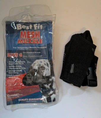 BOZAL PERRO Coastal Pet Best Fit Malla Talla 6 MED 8" Dálmata Weimaraner Negro Foto 1 de 4