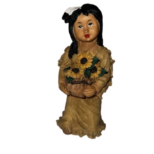 "Statuetta Sacco di Fiori Nativi Americani Indiani Statuina Resina 6,25""" - Foto 1 di 7