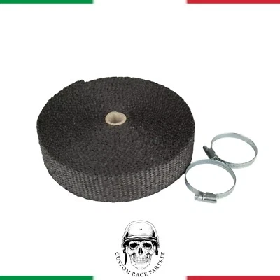 🇮🇹 10M BENDE BENDA NERA TERMICA  MARMITTA COLLETTORI TRIUMPH CHOPPER  MOTO - Bild 1 von 3