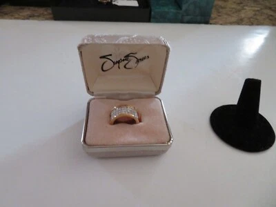 PRECIOSA BANDA DORADA SUZANNE SOMERS 4 FILAS CIRCONITA TRANSPARENTE -NUEVA EN CAJA-6 3/4 Foto 1 de 4