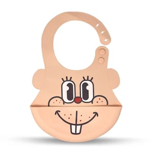 Silicone Baby Bibs for 6-24 Months - Boy & Girl, Durable & Soft, Pink Rabbit - Picture 1 of 4
