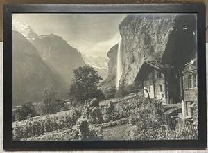 Antique GEBRUDER WEHRLI Staubbach Falls SWITZERLAND Waterfall Landscape PHOTO - Picture 1 of 13
