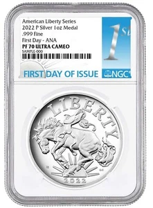 2022-P NGC PF70 American Liberty 1 oz Silver Proof Medal  * ANA RELEASES ,; FDI - Picture 1 of 7