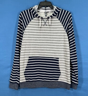 Sudadera con Capucha OCEAN CURRENT Gris/Marino RAYAS Tejido BOLSILLO CANGURO Para Hombre Talla L Foto 1 de 4