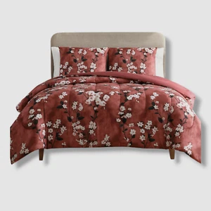 Hallmart Collectibles Red Watercolor Blossoms 2 Piece Reversible Comforter Sets - Picture 1 of 3