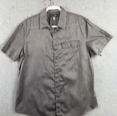 Armani Jeans Shirt Men’s Large Gray Silver Metal Buttons Short Sleeve - Image 1 of 4