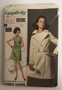 Simplicity 8096 Vintage 60s Sewing Pattern Wrap Coat Dress Size: 8096 Bust: 32.5 - Picture 1 of 8