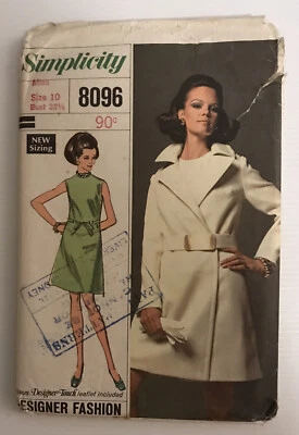 Simplicity 8096 Vintage 60s Sewing Pattern Wrap Coat Dress Size: 8096 Bust: 32.5 - Image 1 of 4