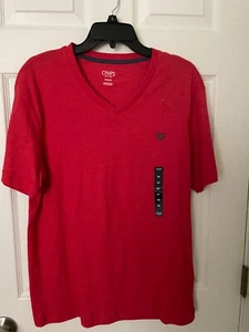 Chaps Men's Shirt Red Size M Short Sleeve V-Neck Tee Shirt *FAST SHIPPING* - Picture 1 of 3