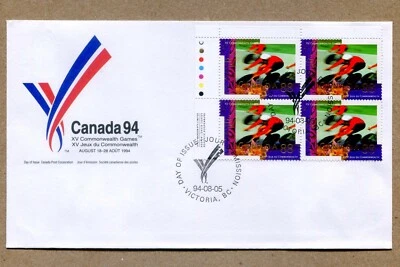 CANADA First Day Series 1994-08-05 XV Commonwealth Games 4x88¢ T.L. CORNER BLOCK - Image 1 of 2