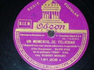GERMAN JAZZ 78 rpm RECORD Odeon ORQUESTA ROBERT RENARD Oro UFA film SPAIN Rare - Picture 1 of 2