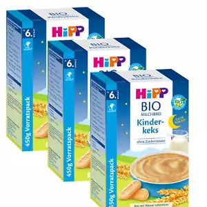 3x 450g Hipp Bio Milchbrei Gute Nacht Kinderkeks ohne Zuckerzusatz 10 Portionen - Bild 1 von 3