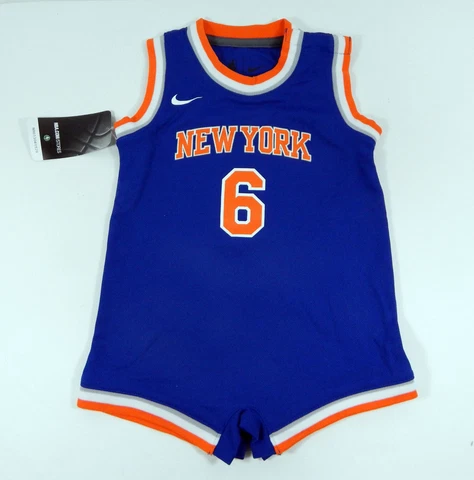 Infant New York Knicks Kristaps Porzingis #6 Blue Icon One Piece Jersey 24M Nike Cover