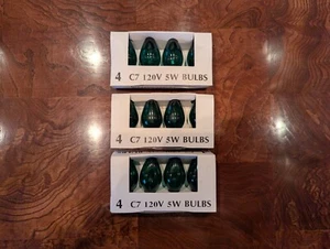 12 NOS C-7  Green Transparent 5 Watt Bulbs With Sleeves    All 12 Tested Working - Picture 1 of 7