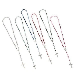 12 Pack Rosary Beads, Catholic for Women Men, Assorted Crucifix (6 Colors) - Picture 1 of 10