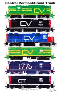 Póster de Locomotoras Central Vermont 11""x17"" firmado por Andy Fletcher - Imagen 1 de 1