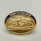 Tops Kops Weight Loss Award Enamel Gold Tone Lapel Pin - "Walk To The Beat"