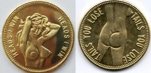 Testa vinco moneta donna nuda ragazza nuda risque erotica cattiva signora oro lucentezza US - Foto 1 di 11