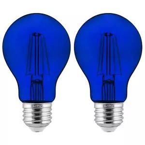 2-Pack Sunlite LED Transparent Blue A19 Filament Bulbs, 4.5 Watts, Dimmable - Picture 1 of 2