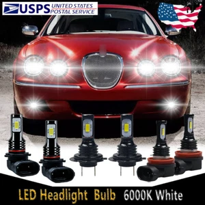 For Jaguar S-Type 2005-2008 6X LED Headlight Bulbs High Low Beam + Fog Light HKB - Picture 1 of 12