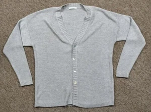 Vintage Joan Vass Knit Cardigan Sweater Women's 2 Regular Silver Nylon Blend - Picture 1 of 9
