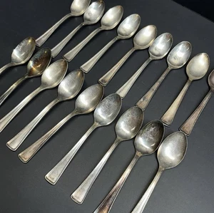 Huey & Philp Spoon Master Plate Silverplate Lot Of 18 Spoons Silver Plated Worn - Bild 1 von 4