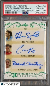 2018 Leaf Soccer Green Hope Solo Carli Lloyd Brandi Chastain AUTO 2/5 PSA 10 - Picture 1 of 2