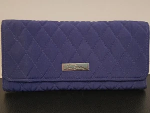 Cartera sin asas Vera Bradley acolchada cosida con diamantes triple pliegue magnética azul marino - Imagen 1 de 6