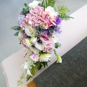 Brautstrauß Im Vintage-Wasserfall-Stil, Künstliche Handblume Für Die Braut - Bild 1 von 6