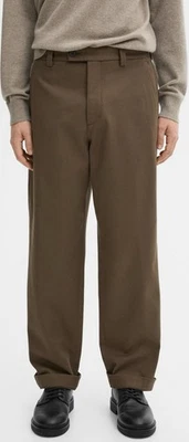 Nuevo con etiquetas Pantalones Pantalones Massimo Dutti Mezcla Algodón Pierna Recta Sarga Aceite Oliva Talla 34 Foto 1 de 4