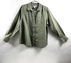 Tommy Bahama Coastalina 100 % Leinen NEU Medium Damen Knopf Langarm Teeblatt - Bild 1 von 7