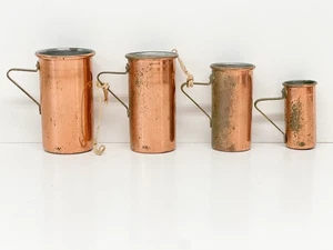 Vintage MCM Copper Brass Measuring Cup Set Of 4 - 1/4 - 1/2 - 3/4 - 1 Cup - Picture 1 of 9