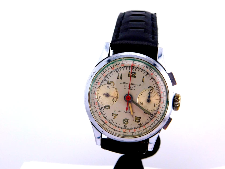VINTAGE RARE CHRONOGRAPHE SUISSE LANDRON 51 FLYBACK CHRONO MENS WRISTWATCH 1950s - Image 1 of 4