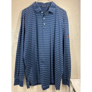 Fox Chapel Golf Club Mens Long Sleeve Polo Shirt Blue White Striped Logo Size XL - Picture 1 of 5