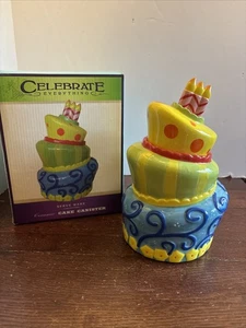 VTG TOPSY TURVY CAKE CANNISTER/COOKIE JAR CELEBRATE EVERYTHING Ceramic Serveware - Picture 1 of 13