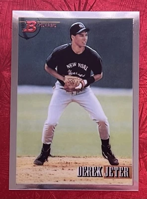 Bowman Chrome 1993 RC 1998 reimpresión #511 Derek Jeter Nueva York Yankees Salón de la fama SP Foto 1 de 2