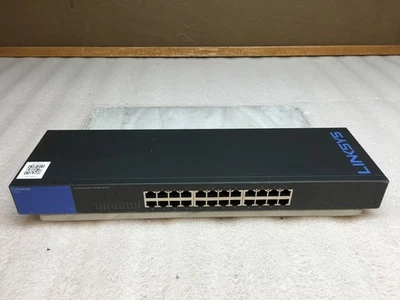 Conmutador Ethernet Gigabit Linksys SE3024 metálico de 24 puertos sin orejas de rack ni cable PWR Foto 1 de 4