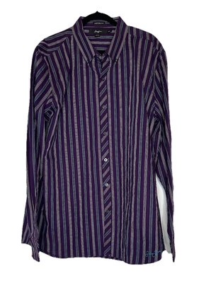 Men’s Sean John Custom Fit Purple Striped Long sleeve 3XL Button Downshirt - Image 1 of 4