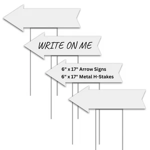 4PC Blank Directional Arrow Yard Sign with Stakes, 17 Inches by 6 Inches - Co... - Picture 1 of 6