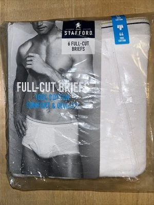 JC Penney Stafford XXL 44-46 Full Cut White Briefs 6 Pack VTG Underwear NOS NEW - Image 1 of 4