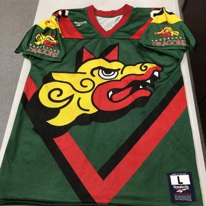 Vintage Barcelona Dragons Jersey Mens Size L Green World League Football Reebok - Picture 1 of 13