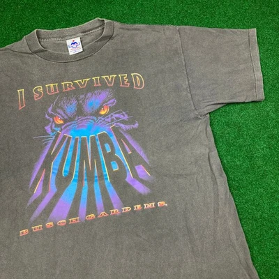 Camisa De Colección I Survived Kumba Busch Gardens Para Hombres XL Negra Tampa Park Promo Años 90 Foto 1 de 4
