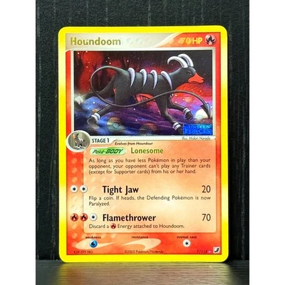 2005 Pokemon EX Unseen Forces Houndoom 7/115 Reverse Holo Stamped LP - Image 1 of 4