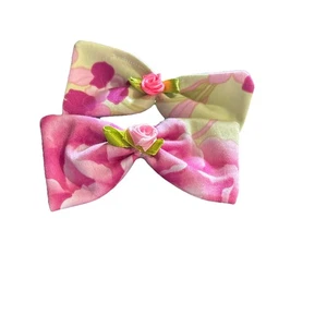 Women’s / Girls Hair Accessories Pack Of 2 Pink Floral Handmade New Version #2 - Picture 1 of 4
