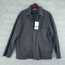 Zara Mens Size L brown light weight jacket button down 1940