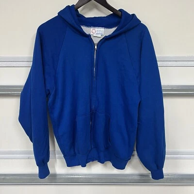 Sudadera con Capucha Forrada Térmica Azul De Colección Para Hombre Años 80 Raglán Mediana Hecha en EE. UU. Foto 1 de 4