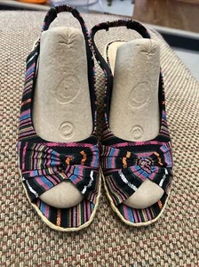 Sandals 11 Beacon Women's Eastport Fabric Open Toe Casual Espadrille Wedge Heel - Picture 1 of 6