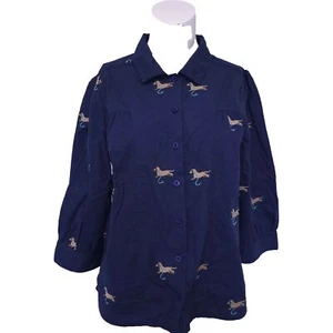 Cath Kidston blouse womens UK 12 P2P 20 blue embroidered dog - Picture 1 of 18