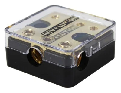 Power Distributor Three 4GA Input Four 8GA Outputs Brass Materia - Image 1 of 3